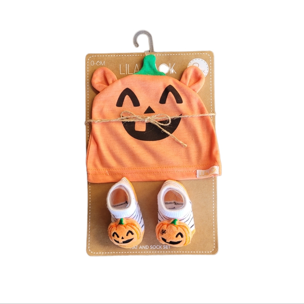 LILA‎ & JACK Halloween Hat & Sock Set 0-6M